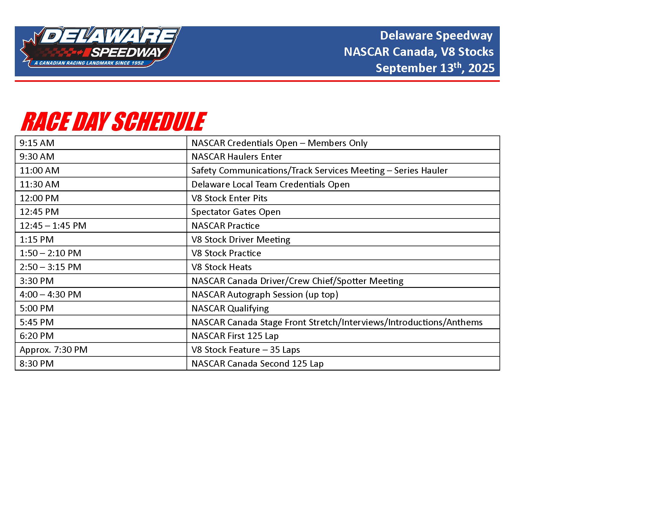 Saturday September 13th Racing | Delaware Speedway